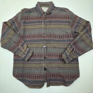 Vtg Citi-Craze Sophisticates Mens Small Woven Cotton Southwestern Stripe Shirt S